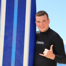 posing with surf board