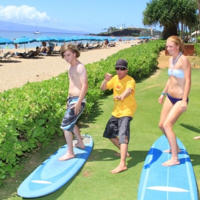 surf lesson on grass